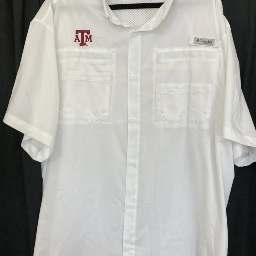 Columbia PFG men's white button-down shirt Texas ATM  Large